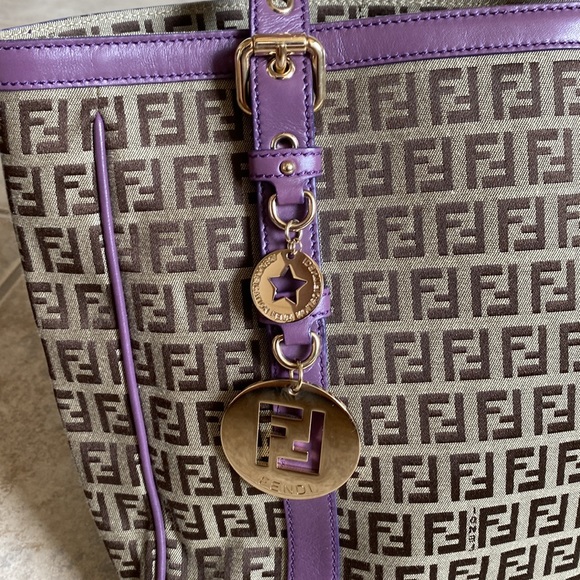 Fendi Purple Superstar Canvas Tote - Picture 4 of 13